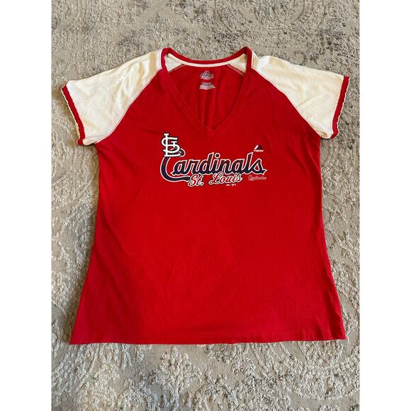 Majestic St. Louis Cardinals V-Neck T-Shirt Sz. XL - Picture 1 of 6